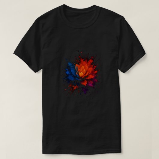 kleurrijke spetterende bloemgradiënt t-shirt (Design voorkant)