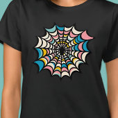 Kleurrijke Spider Web Pastel Gothic Halloween T-shirt