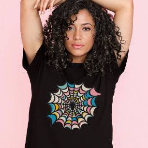 Kleurrijke Spider Web Pastel Gothic Halloween T-shirt