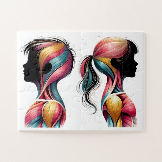 Kleurrijke Spier Anatomie Kunst – Kinderen Silhoue Legpuzzel (Horizontaal)