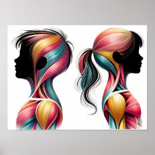 Kleurrijke Spier Anatomie Kunst – Kinderen Silhoue Poster