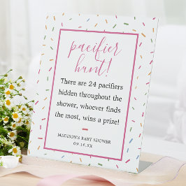 Kleurrijke Spikkels Baby Shower Fopspenen Jacht Sp Reclamebord Met Voetstuk