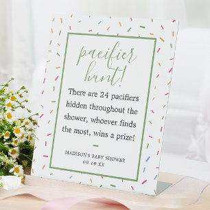 Kleurrijke Spikkels Baby Shower Fopspenen Jacht Sp Reclamebord Met Voetstuk