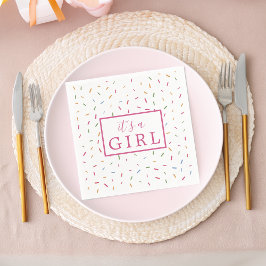 Kleurrijke Spikkels Het Is Een Meisje Baby Shower  Servet