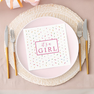 Kleurrijke Spikkels Het Is Een Meisje Baby Shower  Servet