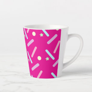 Kleurrijke Spikkels Pastel Patroon Helder Roze Latte Mok