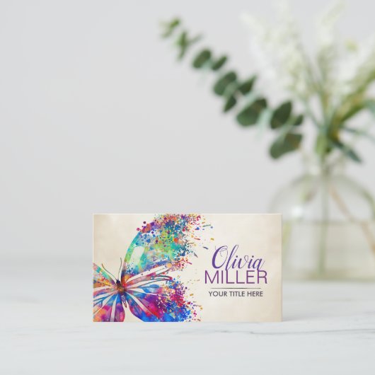 Kleurrijke spintavlinder visitekaartje (Staand voorkant)