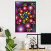 Kleurrijke Spiraal Fractal Poster (Thuiskantoor)