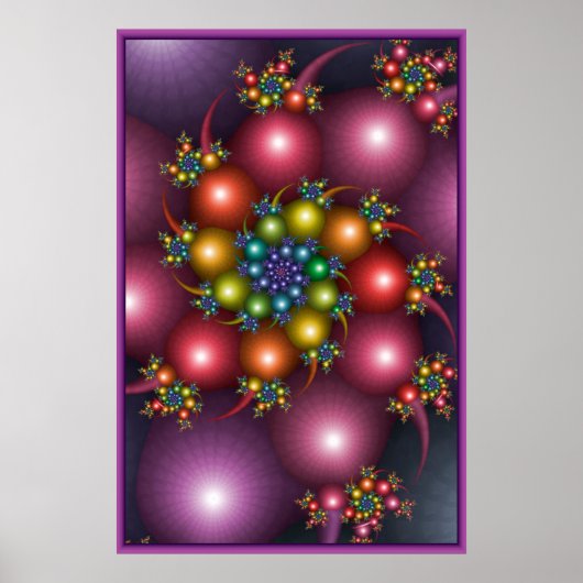 Kleurrijke Spiraal Fractal Poster (Voorkant)