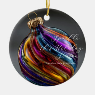 Kleurrijke spiraal glazen kerstbal glans vakantie keramisch ornament