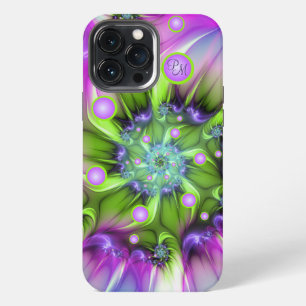 Kleurrijke spiraal ronde vormen fractal kunst init iPhone 13 pro max hoesje