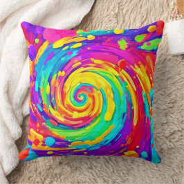 Kleurrijke spiraal spatverf kleuren kunst kussen