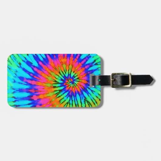 Kleurrijke Spiraal Tie Dye Bagage Label (Voorkant horizontaal)