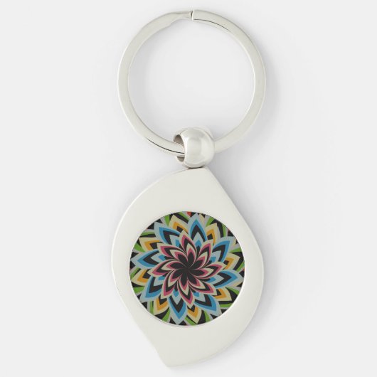 KLEURRIJKE SPIRAALBLOEMEN SLEUTELHANGER (Voorkant)