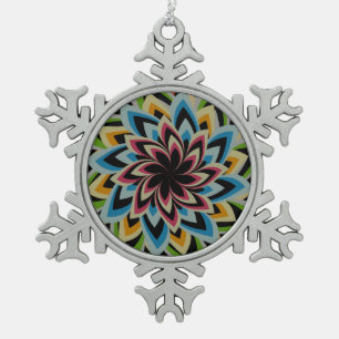 KLEURRIJKE SPIRAALBLOEMEN TIN SNEEUWVLOK ORNAMENT