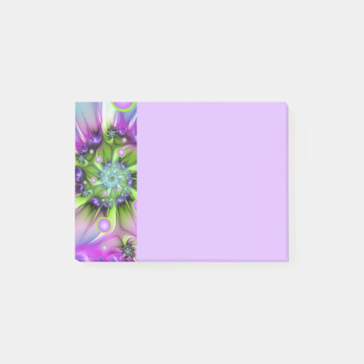 Kleurrijke spiraalronde vormen abstracte fractale post-it® notes (Voorkant)