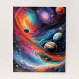 Kleurrijke Spiraalstelsels en Planeten Ruimte Legpuzzel