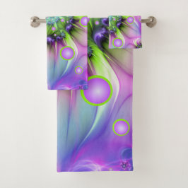 Kleurrijke spiraalvormige ronde vormen Abstracte f Bad Handdoek