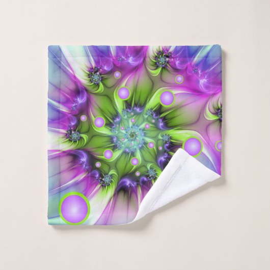 Kleurrijke spiraalvormige ronde vormen Abstracte f Bad Handdoek (Wasdoekje)