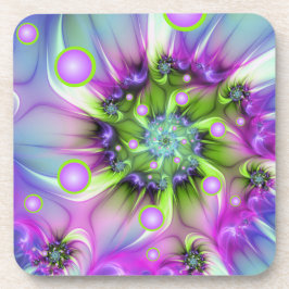 Kleurrijke spiraalvormige ronde vormen Abstracte f Bier Onderzetter