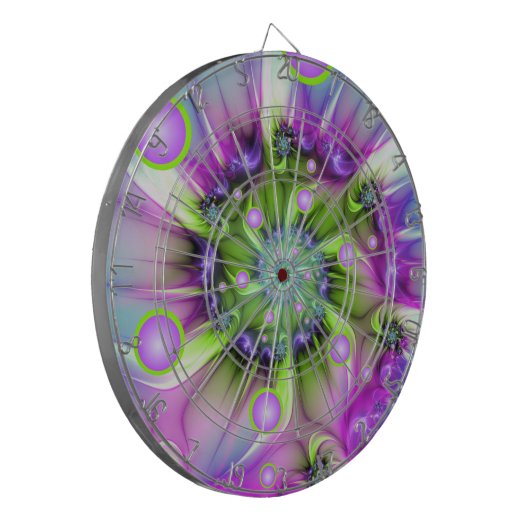 Kleurrijke spiraalvormige ronde vormen Abstracte f Dartbord (Voorkant Links)