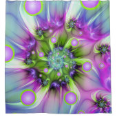 Kleurrijke spiraalvormige ronde vormen Abstracte f Douchegordijn (Voorkant)