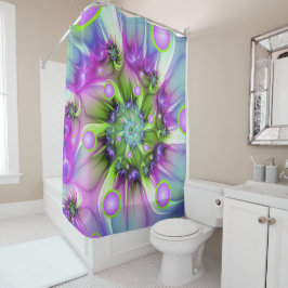 Kleurrijke spiraalvormige ronde vormen Abstracte f Douchegordijn