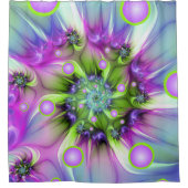 Kleurrijke spiraalvormige ronde vormen Abstracte f Douchegordijn (Voorkant)