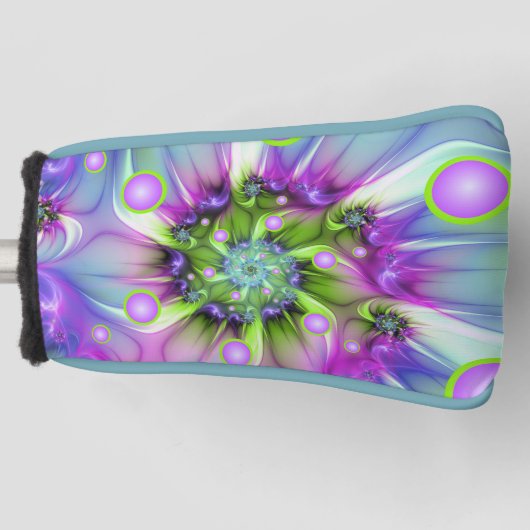 Kleurrijke spiraalvormige ronde vormen Abstracte f Golfheadcover (Voorkant)