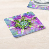 Kleurrijke spiraalvormige ronde vormen Abstracte f Kartonnen Onderzetters (Schuin)