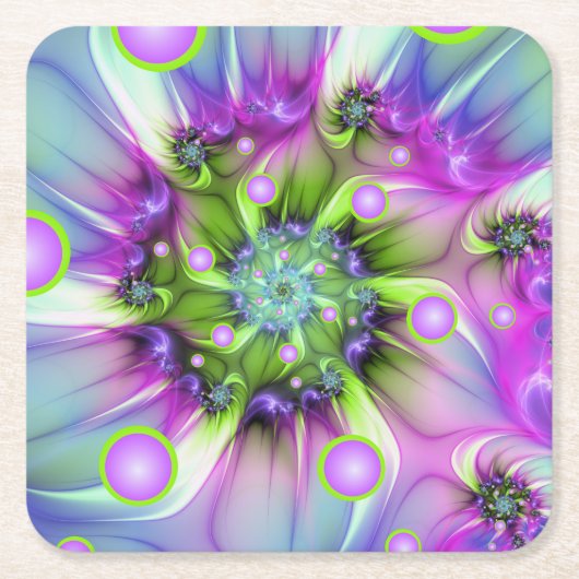 Kleurrijke spiraalvormige ronde vormen Abstracte f Kartonnen Onderzetters (Voorkant)