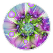 Kleurrijke spiraalvormige ronde vormen Abstracte f Keramische Knop (Voorkant)