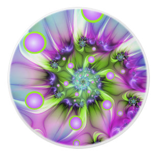 Kleurrijke spiraalvormige ronde vormen Abstracte f Keramische Knop