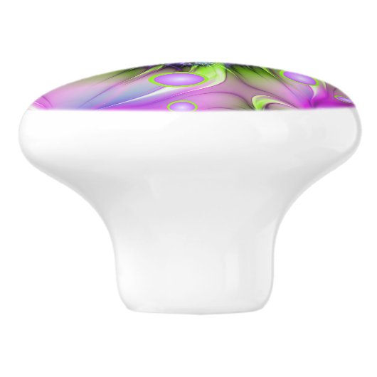 Kleurrijke spiraalvormige ronde vormen Abstracte f Keramische Knop (Zijkant)