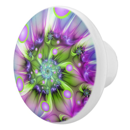 Kleurrijke spiraalvormige ronde vormen Abstracte f Keramische Knop (Rechts)