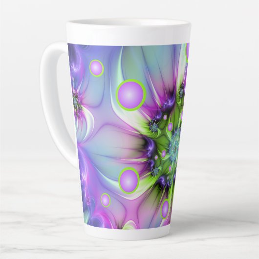 Kleurrijke spiraalvormige ronde vormen Abstracte f Latte Mok (Linkerhoek)