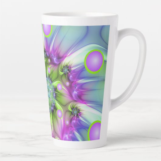 Kleurrijke spiraalvormige ronde vormen Abstracte f Latte Mok (Rechts)