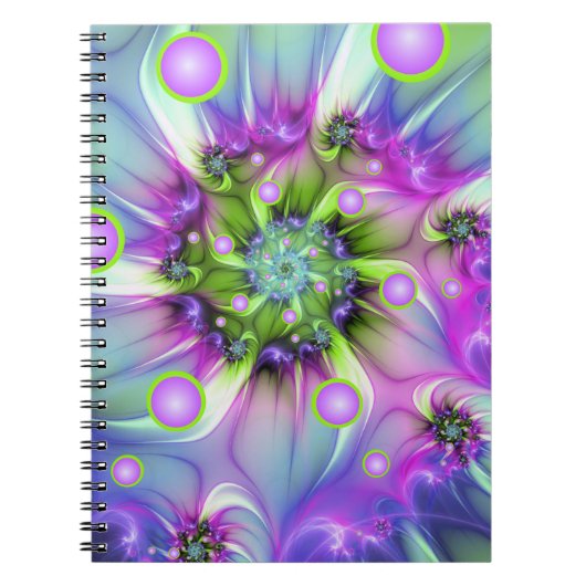 Kleurrijke spiraalvormige ronde vormen Abstracte f Notitieboek (Voorkant)
