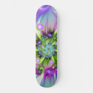 Kleurrijke spiraalvormige ronde vormen Abstracte f Persoonlijk Skateboard