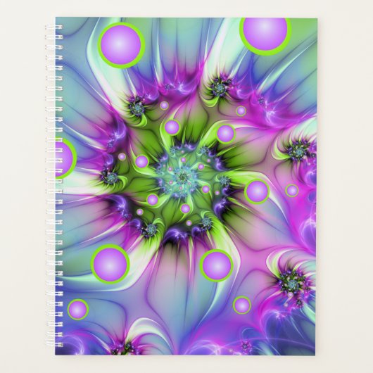 Kleurrijke spiraalvormige ronde vormen Abstracte f Planner (Voorkant)