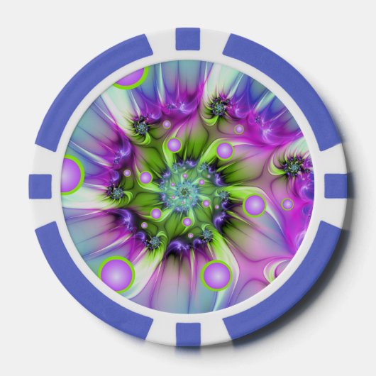 Kleurrijke spiraalvormige ronde vormen Abstracte f Poker Chips (Voorkant)
