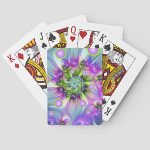 Kleurrijke spiraalvormige ronde vormen Abstracte f Pokerkaarten