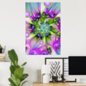 Kleurrijke spiraalvormige ronde vormen Abstracte f Poster (Thuiskantoor)