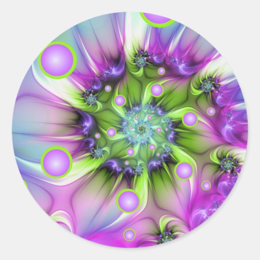 Kleurrijke spiraalvormige ronde vormen Abstracte f Ronde Sticker (Voorkant)