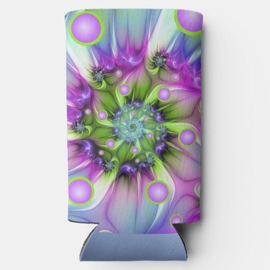 Kleurrijke spiraalvormige ronde vormen Abstracte f Seltzer Blikjeskoeler (Achterkant)