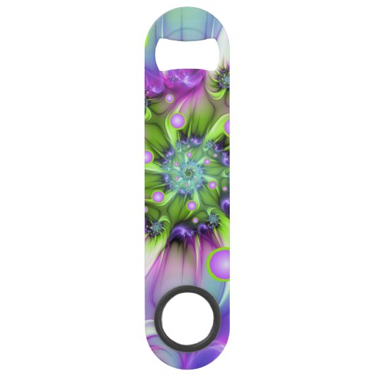 Kleurrijke spiraalvormige ronde vormen Abstracte f Speed Flessenopener (Achterkant)