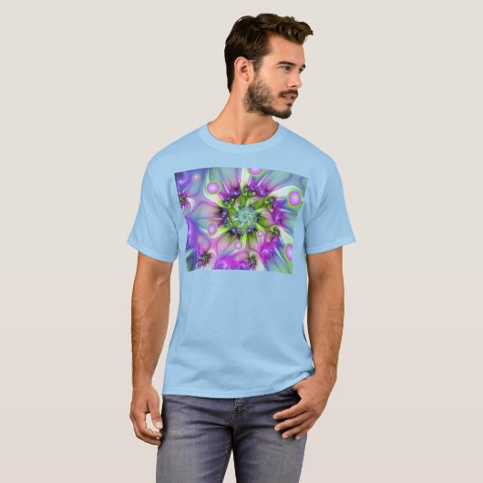 Kleurrijke spiraalvormige ronde vormen Abstracte f T-shirt (Voorkant volledig)