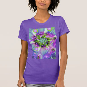 Kleurrijke spiraalvormige ronde vormen Abstracte f T-shirt