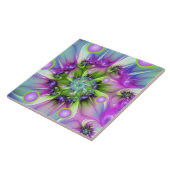 Kleurrijke spiraalvormige ronde vormen Abstracte f Tegeltje (Zijkant)