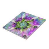 Kleurrijke spiraalvormige ronde vormen Abstracte f Tegeltje (Zijkant)